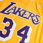 Баскетбольная мужская джерси Mitchell & Ness NBA Swingman Jerseys Los Angeles Lakers - Shaquille O’Neal #34 (SMJYGS18177-LALLTGD9)