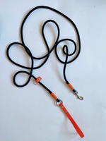 Поводок веревка с ручкой Биотан , 7 мм , 3 м , черный с оранжевым .