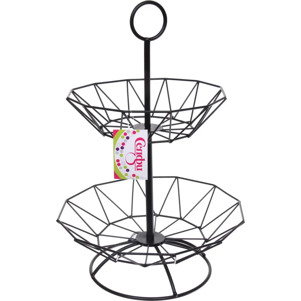 Фруктовница «Brownie» 2 яруса (19*24*36см) лучик черная