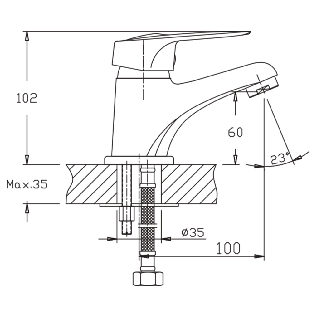 Смеситель для раковины 35к HB1037 HAIBA с/отв п/шпильку