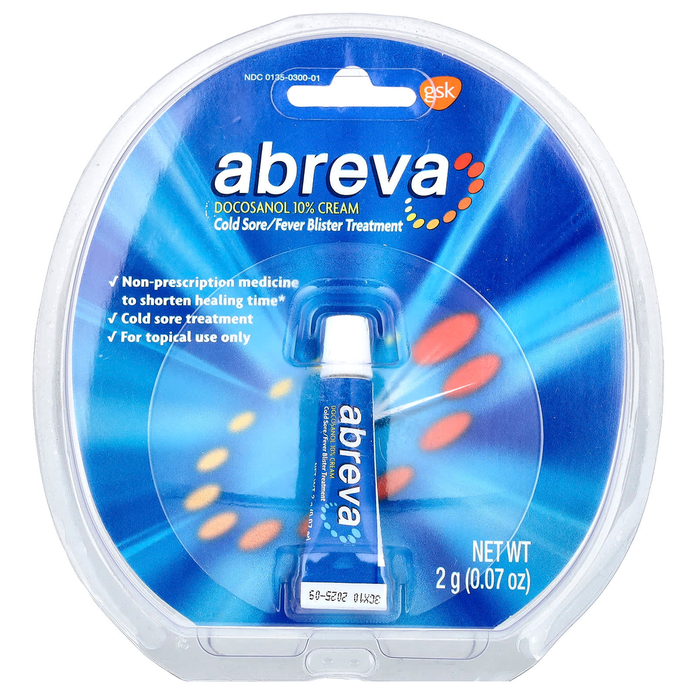 Abreva, Средство для лечения герпеса и волдырей, 2 г (0,07 унции)