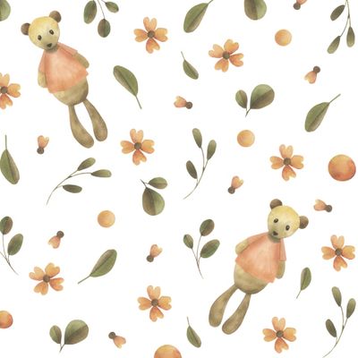 Карамельные мишки.Весна.Цветы на белом