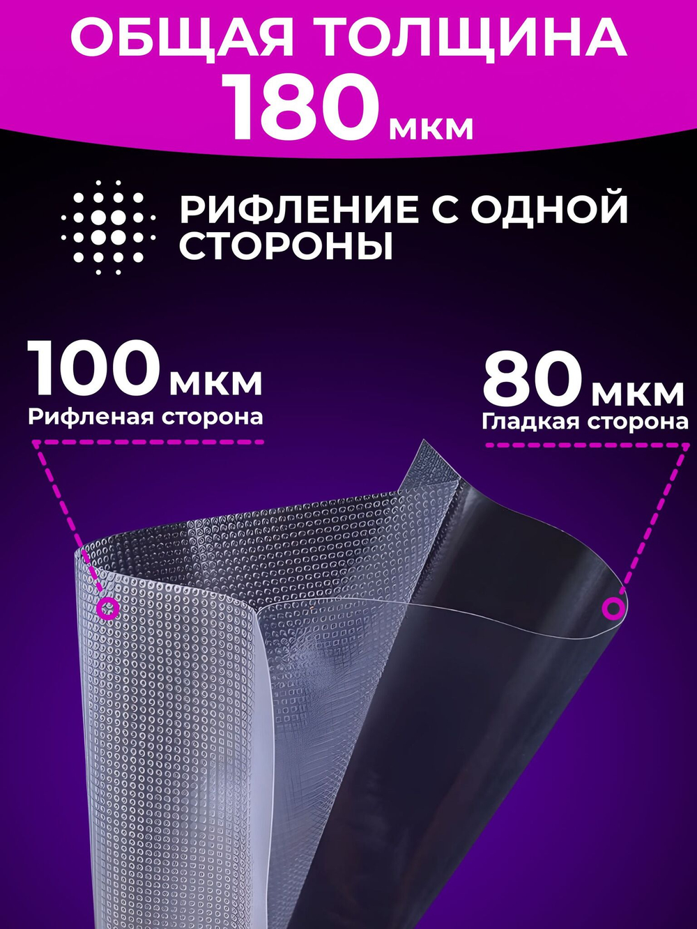 Пакеты для вакууматора рифленые 17х25 см, 100 шт.