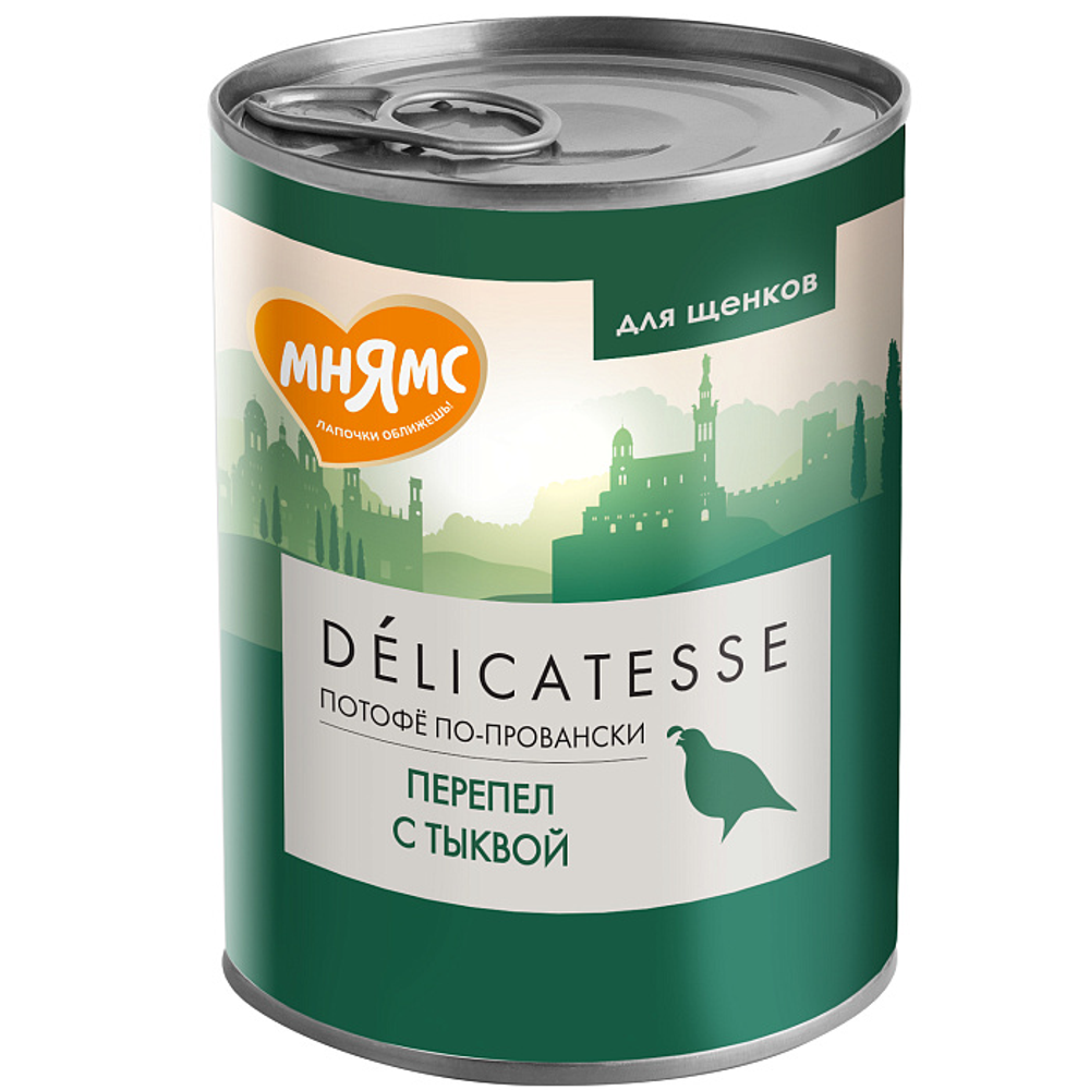 Влажный корм Мнямс Деликатес Паштет из перепёлки с тыквой для щенков всех пород "Потофё по-провански" 400 г