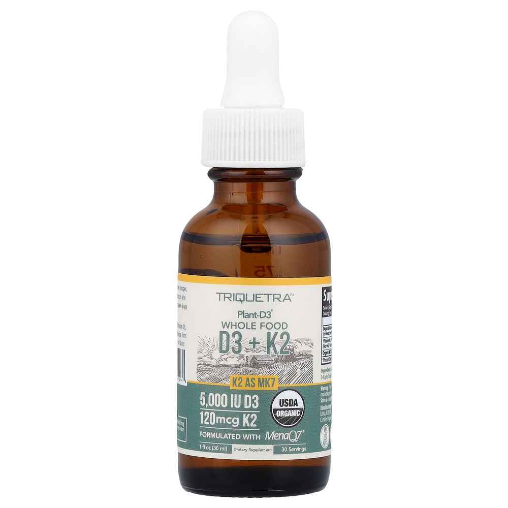 Triquetra Health, Plant-D3®, цельнопищевые витамины D3+ и K2, максимальная сила действия, 30 мл (1 жидк. унция)