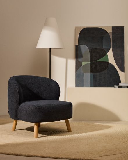 Кресло Ulit из серого шенилла с ножками из бука в натуральной отделке Испания LA Forma