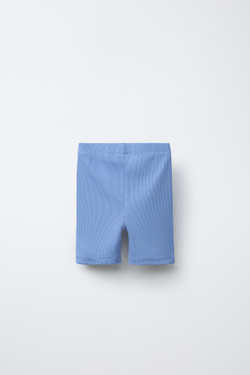 ZARA ШОРТЫ-ВЕЛОСИПЕДКИ В РУБЧИК, ГОЛУБОЙ