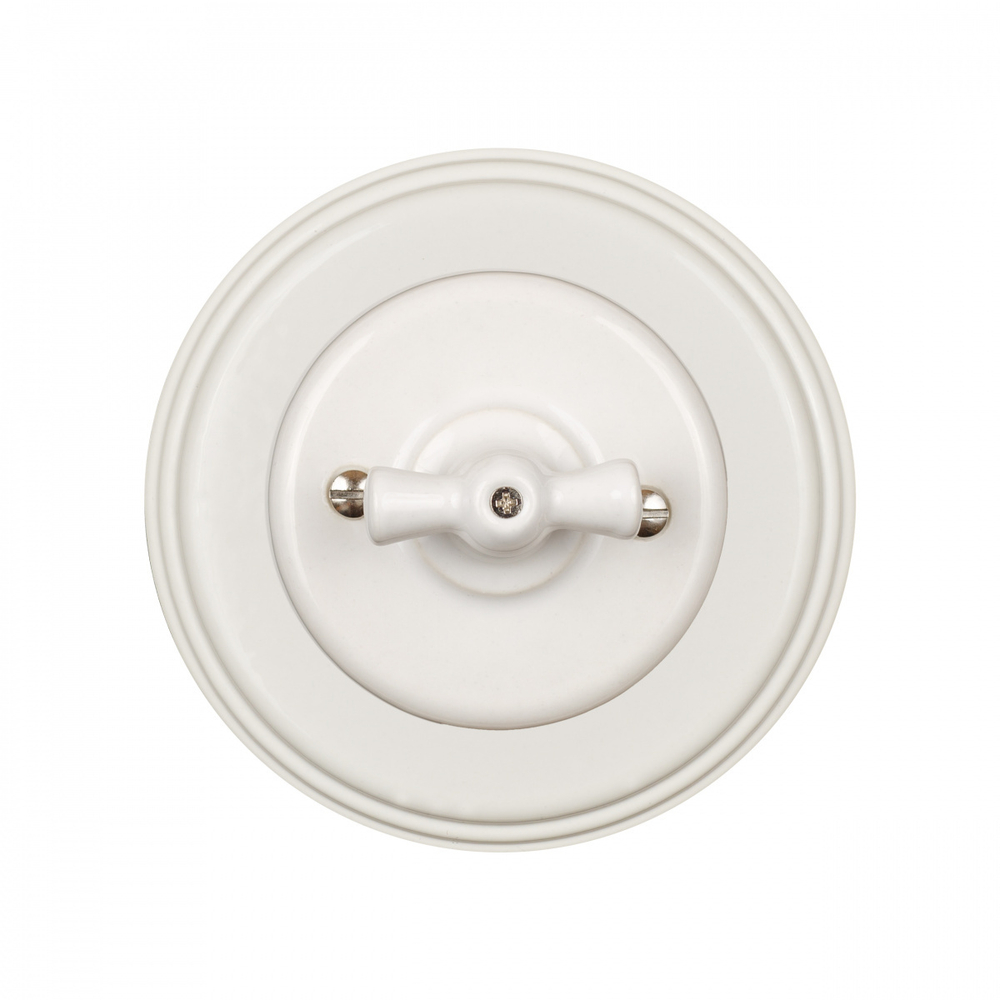 Выключатель 2-х клавишный, керамика, цвет белый + декор(D6/2) B1-202-01-D6/2