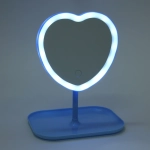 Зеркало настольное с подсветкой на подставке «Mary Touch - Heart», цвет голубой, USB, 20*28см