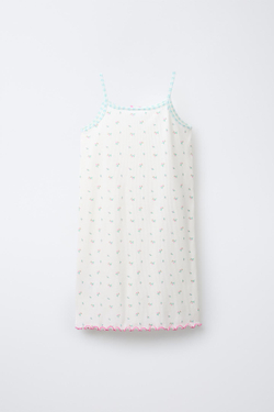 ZARA НОЧНАЯ РУБАШКА С ЦВЕТОЧНЫМ ПРИНТОМ, ЭКРЮ