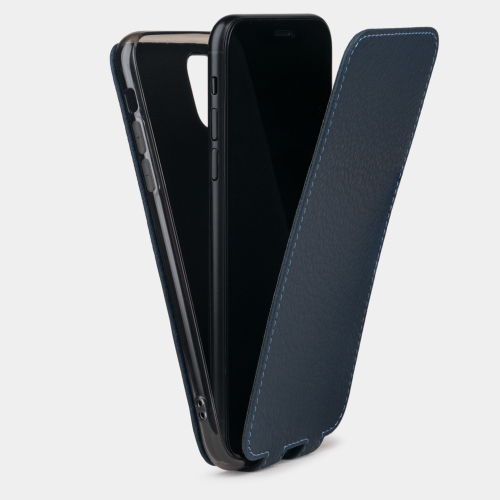 Чехол для iPhone 11 Pro Max из натуральной кожи теленка синего цвета