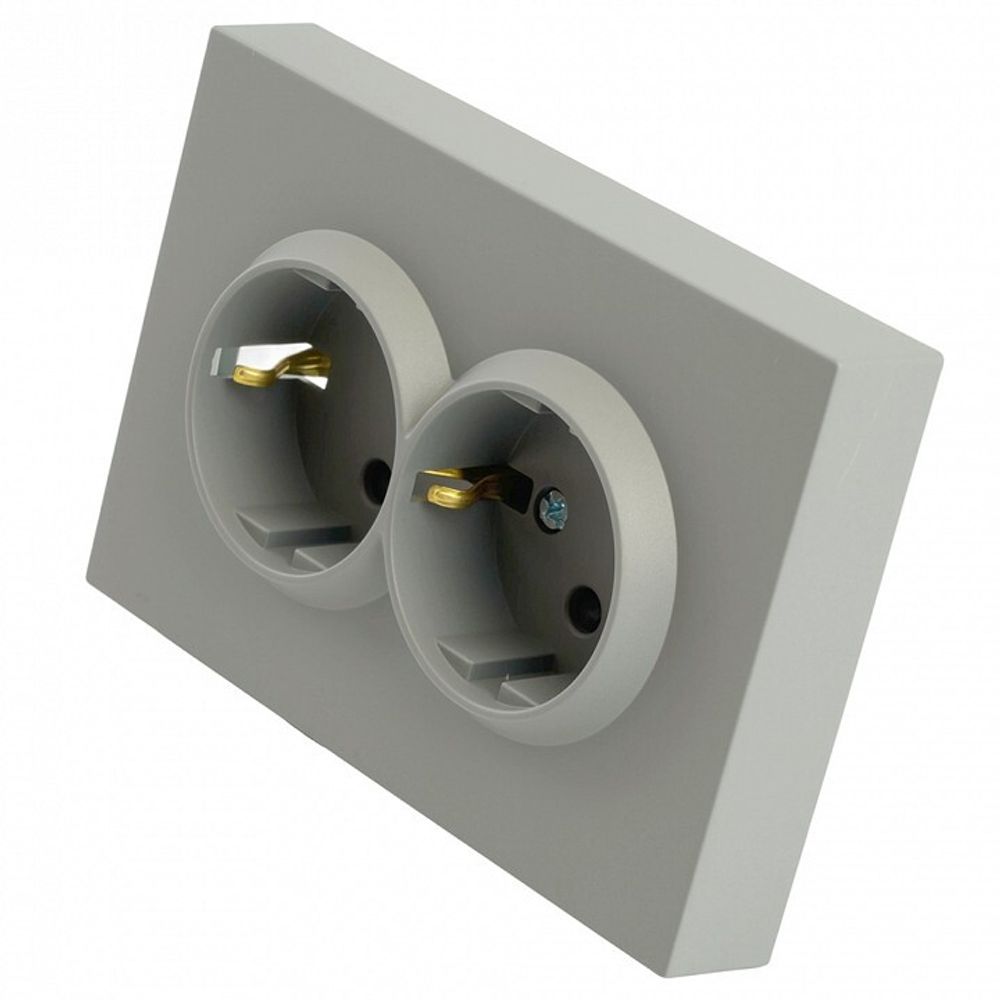 Розетка двойная с заземлением и со шторкой Stekker Эмили 49960