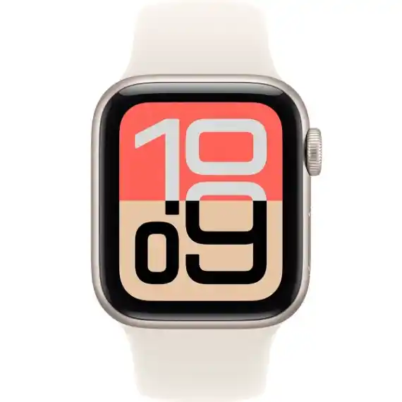 Умные часы Apple Watch SE 3 2025, 40 мм, корпус из алюминия цвета «сияющая звезда», спортивный ремешок цвета «сияющая звезда», размер M/L (MEH54)