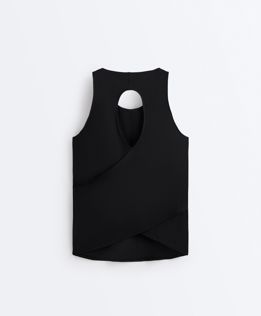 Oysho Топ Comfortlux с перекрестной спинкой, черный