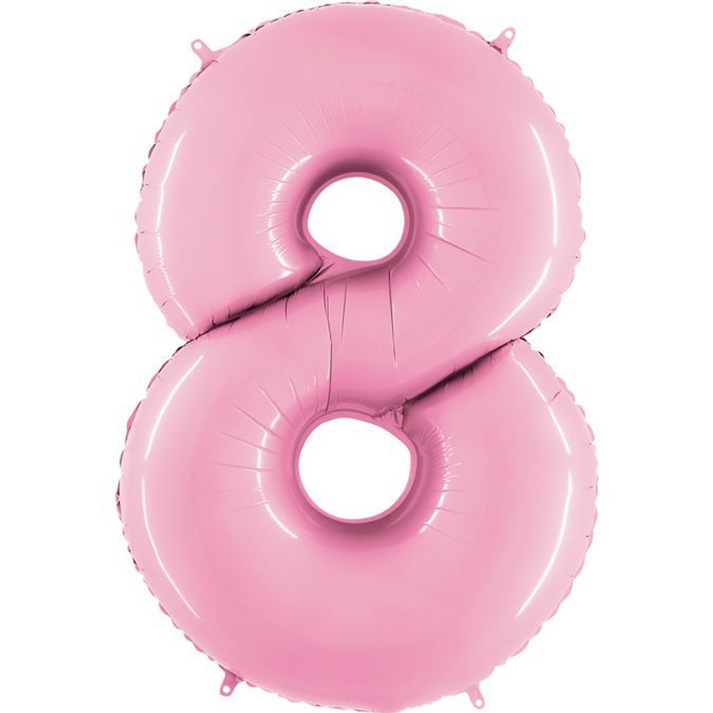 Розовая цифра с гелием на 8 марта