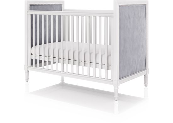 Кроватка Elit (белый, серая ткань)