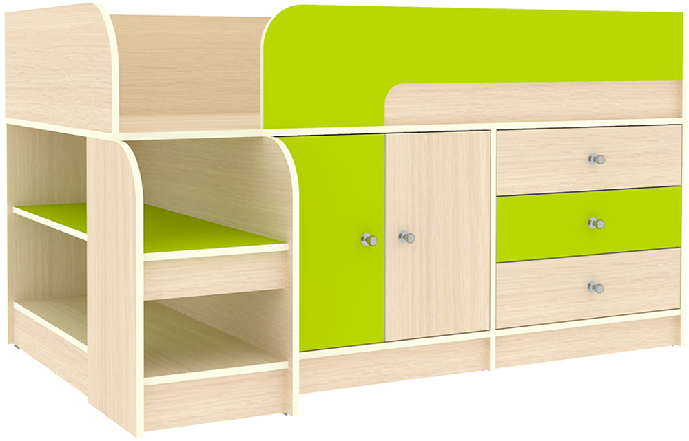 Кровать-чердак КарИВи Астра 9, 1  Дуб Молочный Лайм