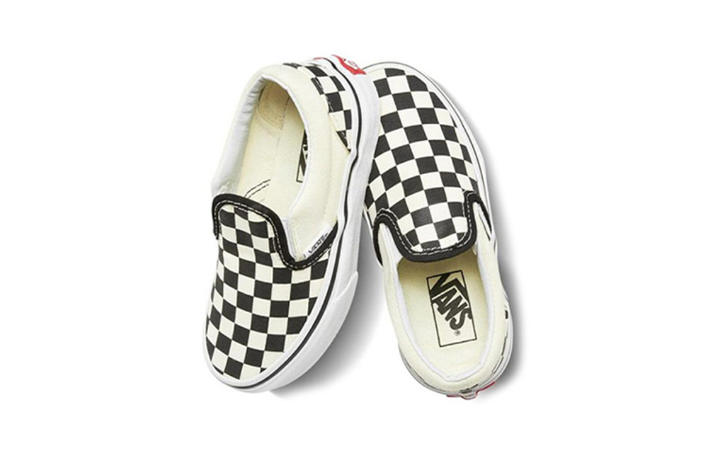 Middle-aged children Vans slip-on non-slip lightweight low-top sneakers black and white checkerboard