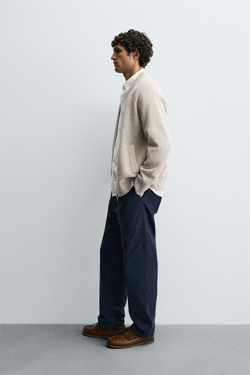 ZARA ШЕРСТЯНОЙ КАРДИГАН, СЕРЫЙ/БЕЖЕВЫЙ