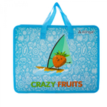 Папка с ручками 1 отделение, А4 265х335х90мм, Alingar, пластик, ручки тесьма, дизайн с двух сторон, молния сверху, "Crazy фрукты"