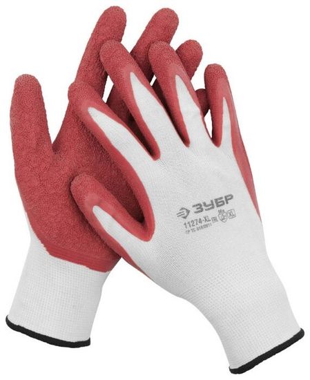 Перчатки ЗУБР "МАСТЕР" тонкие, с рельефным латексным покрытием, р-р М