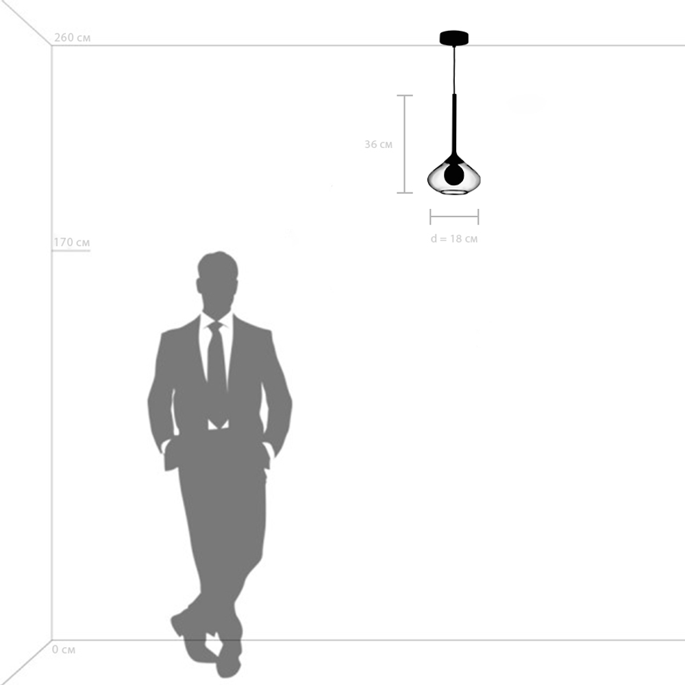 801203 Люстра VETRO 1х6W(led) G9 ЧЕРНЫЙ/ПРОЗРАЧНЫЙ