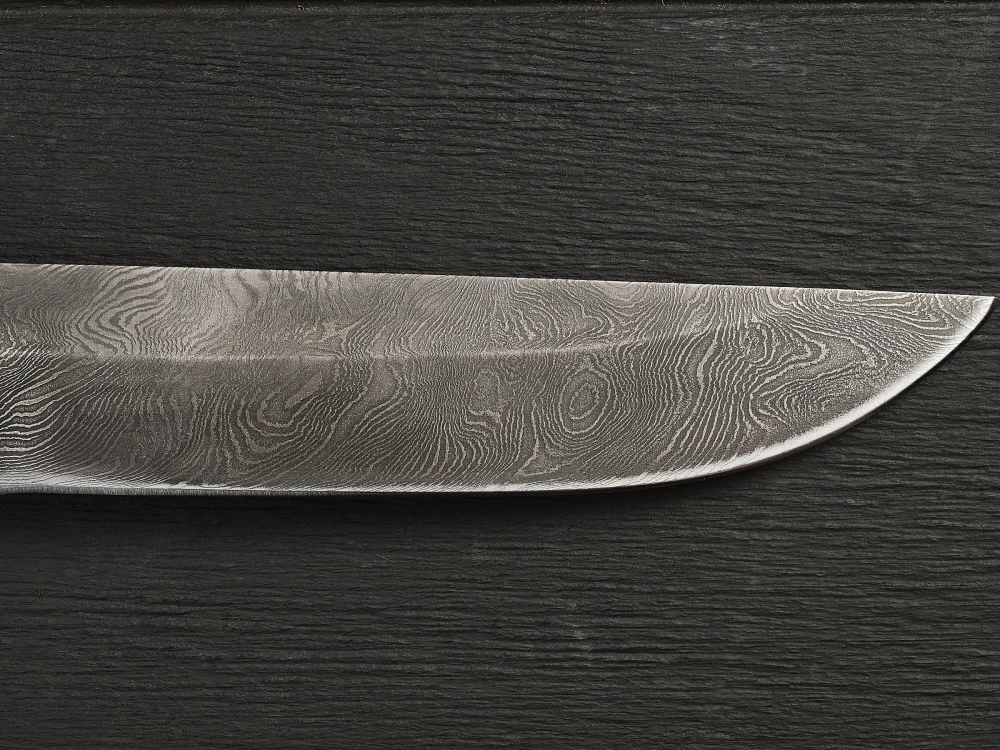 Нож шейный Ханты-Манси, дамасская сталь, рукоять мореная карельская берёза