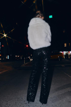 ZARA ЛЕГИНСЫ FLARE С ПАЙЕТКАМИ, ЧЕРНЫЙ