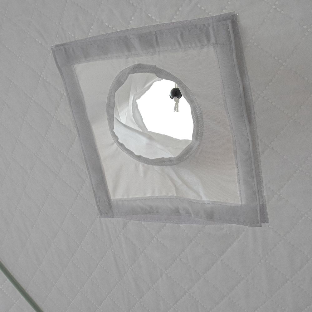 Палатка зимняя куб СЛЕДОПЫТ, 1,75х1,75, h-1,65 м, S по полу 3,1 кв.м, 3 слоя, цв. синий/белый