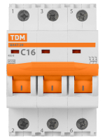Автоматический выключательВА47-29 3Р 16А 4,5кА х-ка С TDM SQ0206-0109