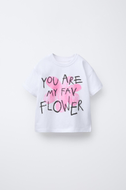 ZARA ФУТБОЛКА С ПРИНТОМ, РОЗОВЫЙ