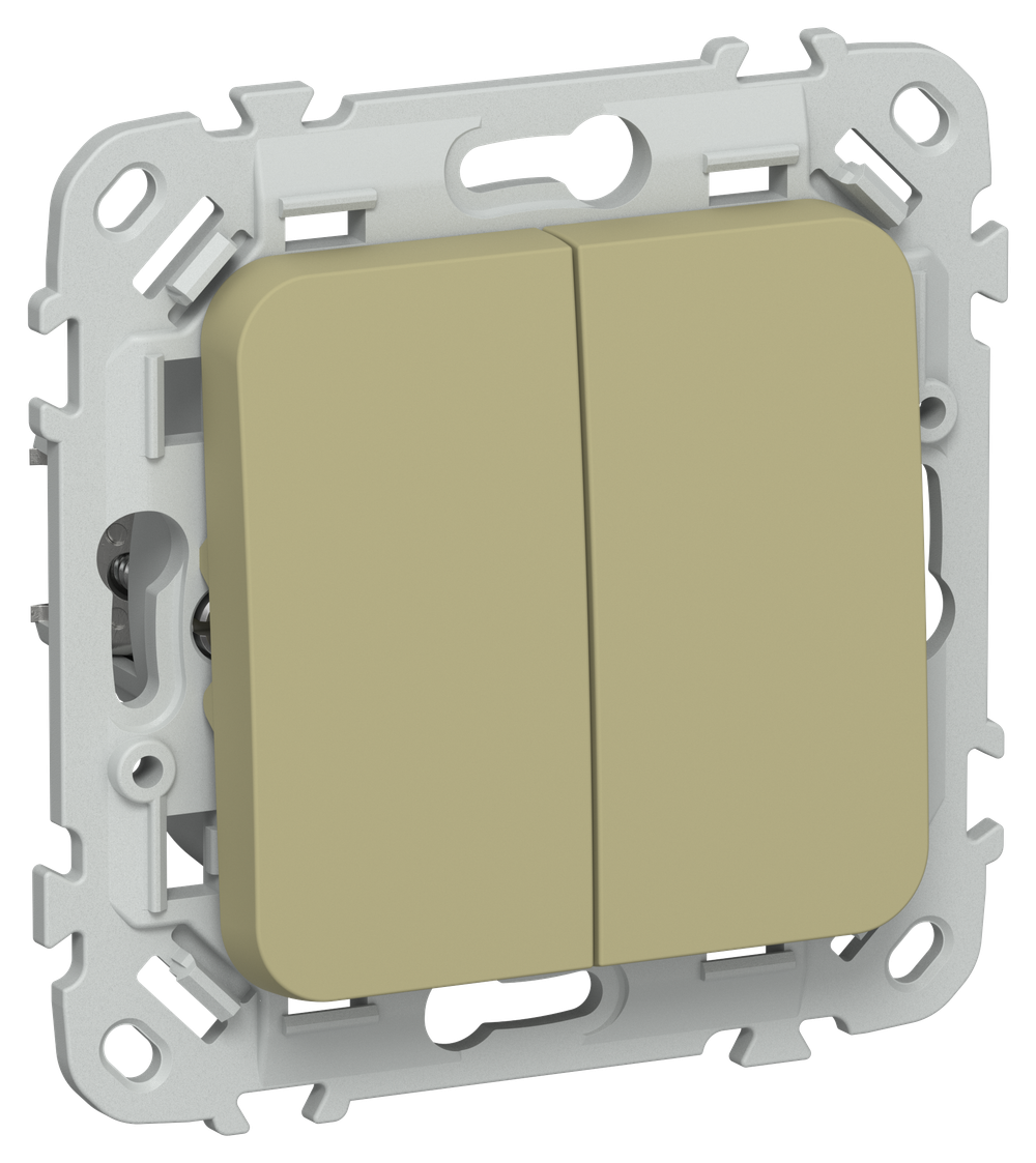 FLITE Выключатель 2-клавишный проходной 10А ВС62-1-0-ФлО оливковый IEK