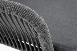 "Лион" стул плетеный из роупа, каркас алюминий серый (RAL7022) муар, роуп серый круглый, ткань серая 017
