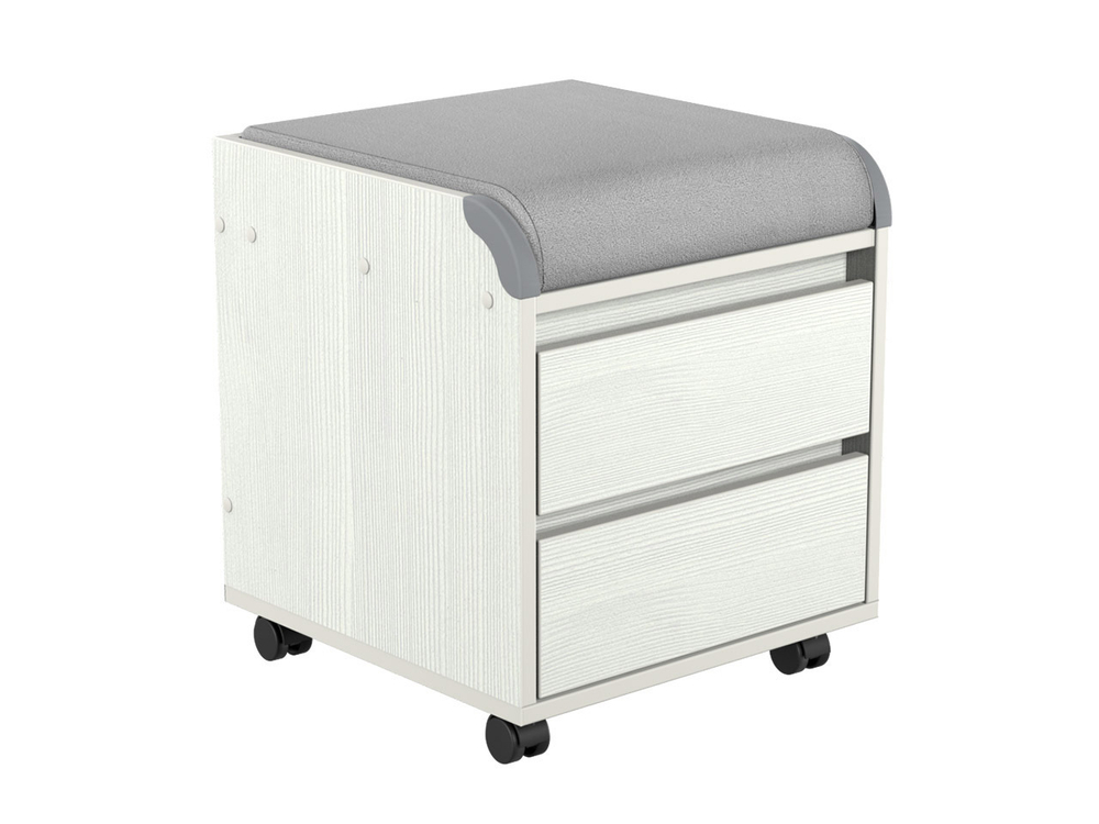 Тумба Дэми на колёсиках с 2 ящиками, органайзером для канцелярии и пуфом (ТУВ.14)