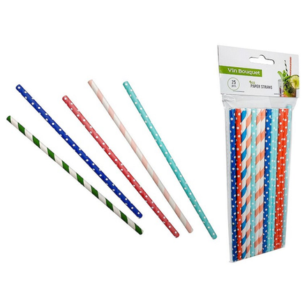 Коктельные трубочки бумажные цветные