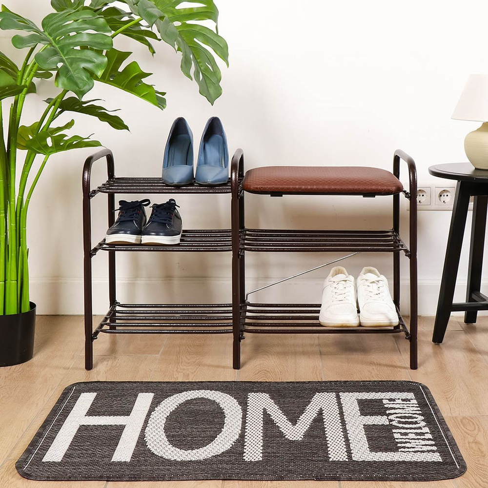 Полка для обуви, мет-л, 3 секц, 79х33х50 см, с сиден, медный антик, Nika, ЭТЛ3