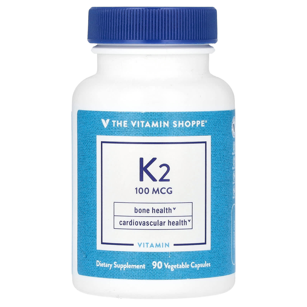 The Vitamin Shoppe, витамин K2, 100 мкг, 90 растительных капсул