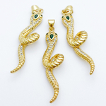 Подвеска Змея (большая!), позолота, фианиты, размер 46*11 мм, цена за 1 шт