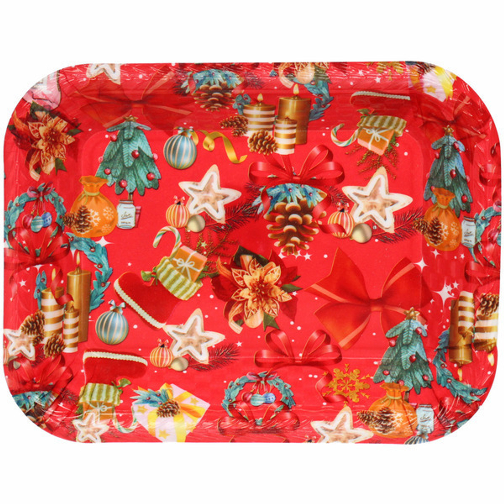 Поднос пластиковый «Новогоднее ассорти» 25*19см