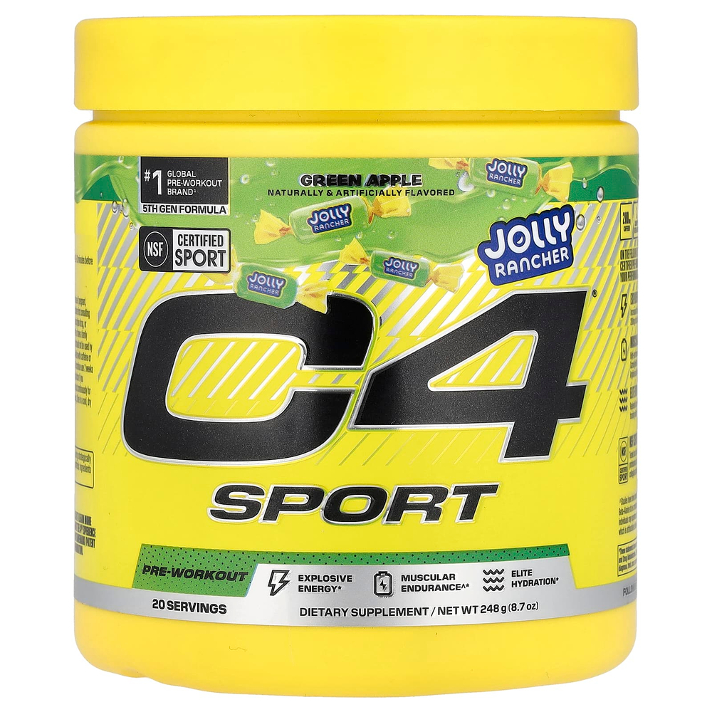C4 / Cellucor, C4® Sport, предтренировочный комплекс, со вкусом зеленого яблока, 248 г (8,7 унции)