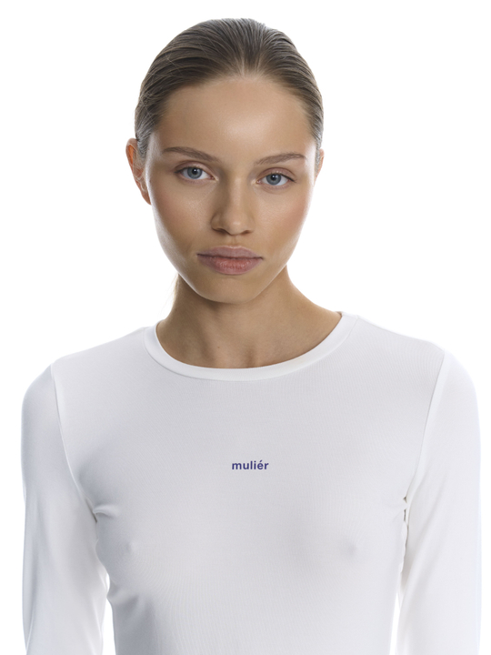 Лонгслив приталенный белый