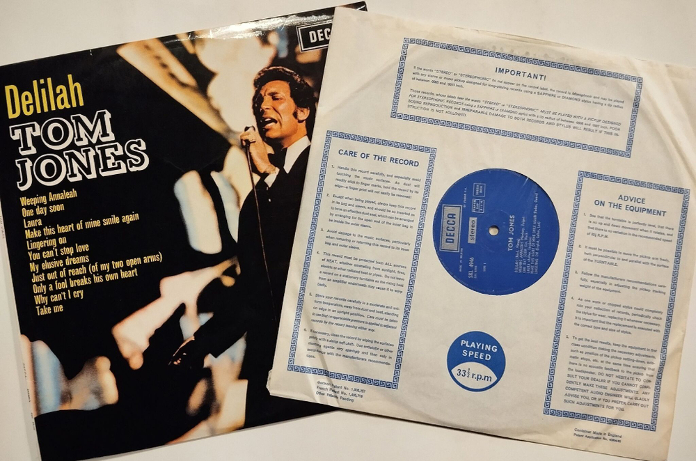 Винтажная виниловая пластинка LP Tom Jones Delilah (UK 1972)