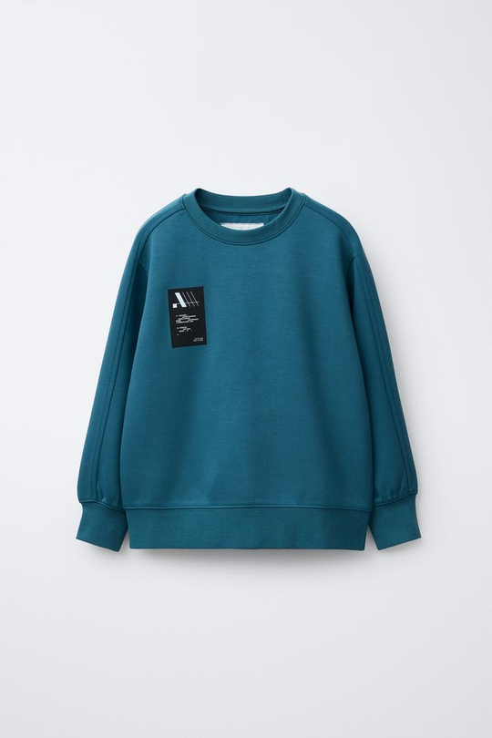 ZARA СПОРТИВНАЯ ТОЛСТОВКА С ЛОГОТИПОМ, ЯРКО-СИНИЙ