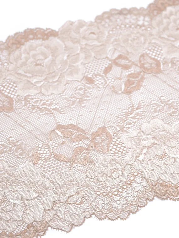 03-153 Кружево эластичное 22 см, кофе с молоком 030/айвори 004