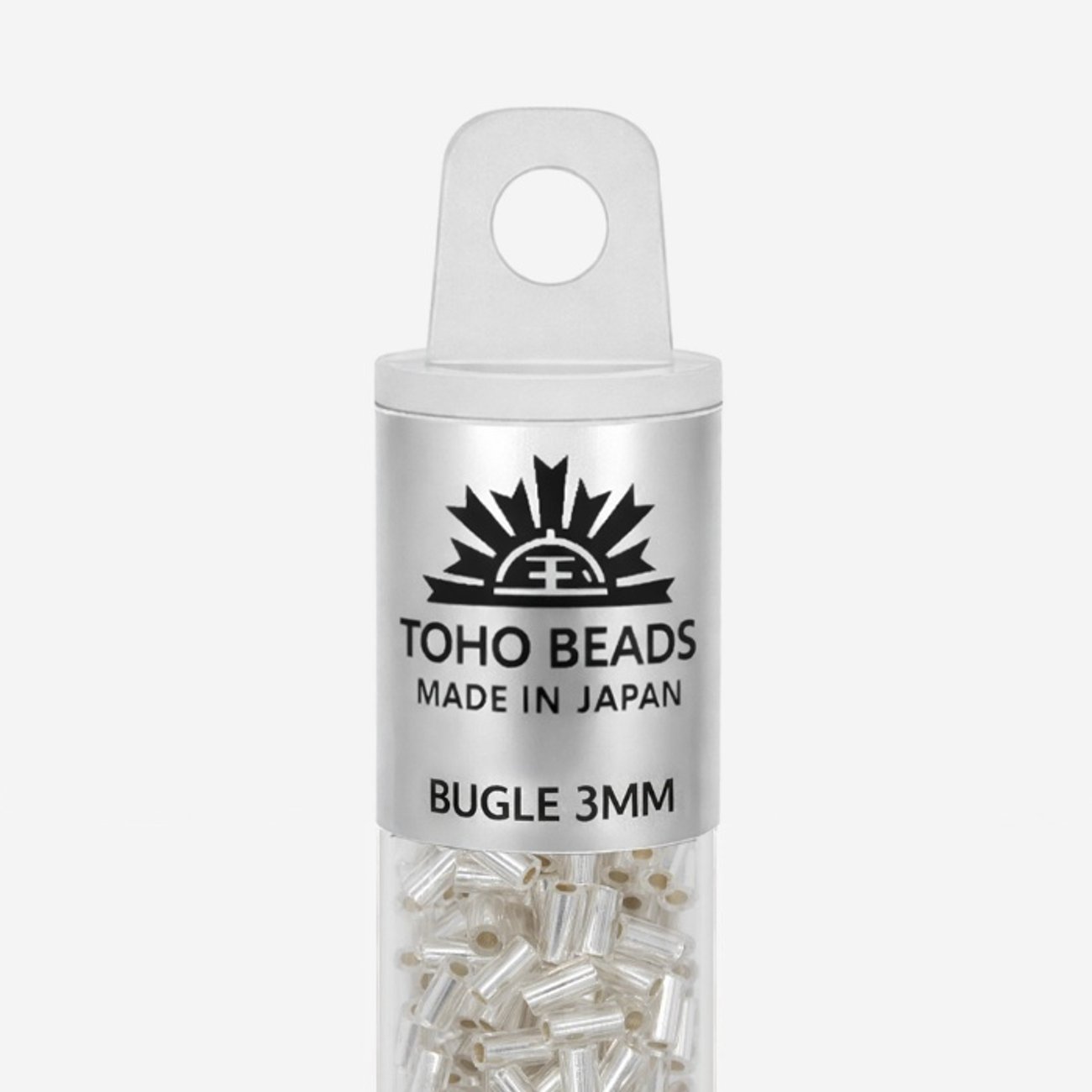 Японский бисер TOHO Bugle (стеклярус) 3mm (№21F), с внутренним серебрением, прозрачный матовый