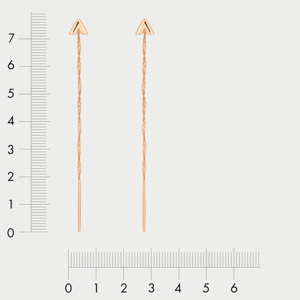 Серьги-продевки женские из розового золота 585 пробы без вставок (арт. 1402161)