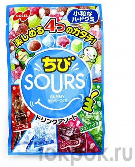 Жевательный мармелад 4 вкуса газированных напитков Nobel Sours, 80 гр