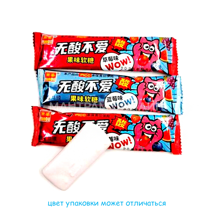 Конфеты жевательные NanQU WoW с ментолом вкус ассорти 13,5 г