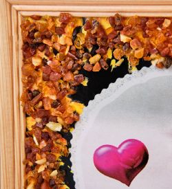 AMB-51/55 Картина «Йоркшир терьер» (с янтарной крошкой) дер.рамка 21х30