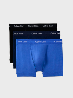Мужские трусы боксеры транки Calvin Klein Cotton Stretch 3 Pack Black/ Blue Shadow/ Cobalt Water